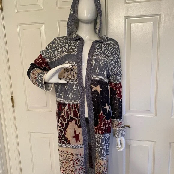 Free People Bandana Hooded Cardigan NWT Size L - Picture 4 of 9